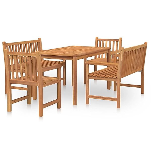 Vidaxl 5-tlg. Garten-essgruppe Massivholz Teak günstig online kaufen