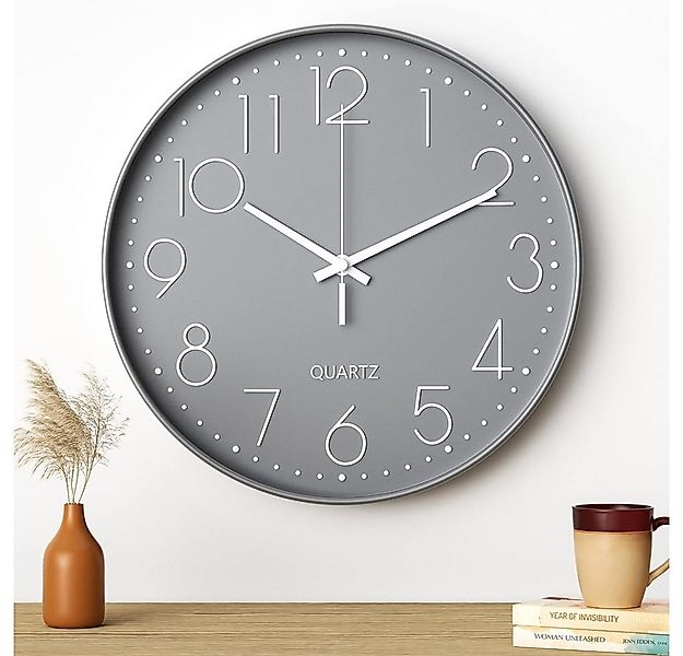 TUWENA Uhr 30cm Wanduhr Lautlos, 3D Ziffern Wanduhr, Modern Wand Uhr Analog günstig online kaufen