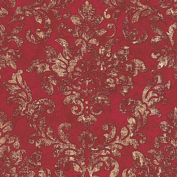 PROFHOME 374131-GU Barock Tapete Used Look dezent schimmernd Rot Gold 0,53 günstig online kaufen