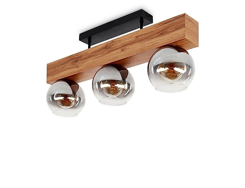 hofstein Deckenleuchte »Canove« Deckenlampe, Metall/MDF/Glas, Schwarz/Holzo günstig online kaufen