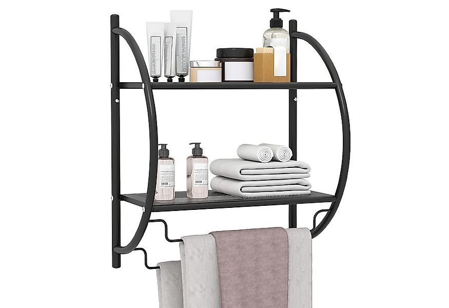 COSTWAY Handtuchhalter, 2 Ablagen & 2 Handtuchstangen, wandmontiert günstig online kaufen