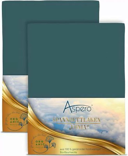 Aspero® 2 x Spannbettlaken aus Bio-Baumwolle Bettlaken petrol Gr. 90-100 x günstig online kaufen