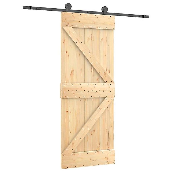 vidaXL Schiebetür mit Beschlag 85x210 cm Massivholz Kiefer 3203059 günstig online kaufen