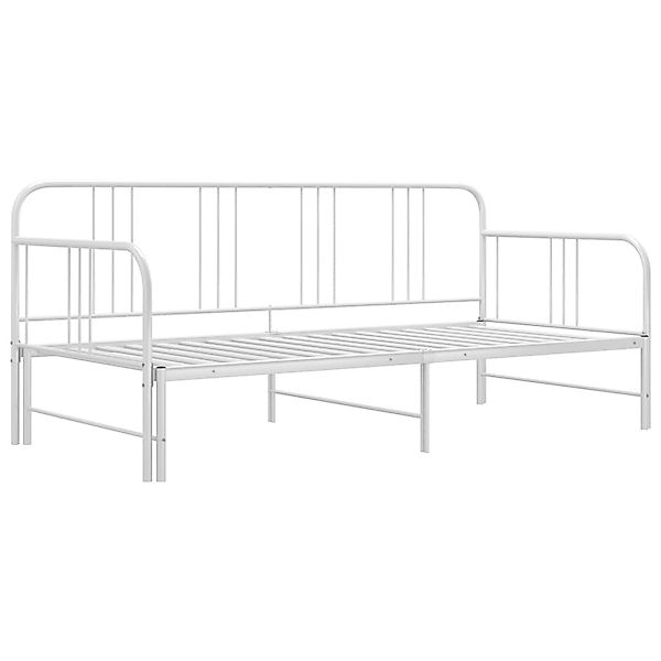 vidaXL Gästebett Ausziehsofa Bettgestell Weiß Metall 90x200 cm Einzelbett B günstig online kaufen