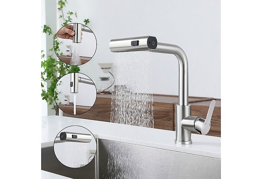 Nettlife Küchenarmatur Ausziehbar Edelstahl Wasserhahn Schwarz Spültischarm günstig online kaufen