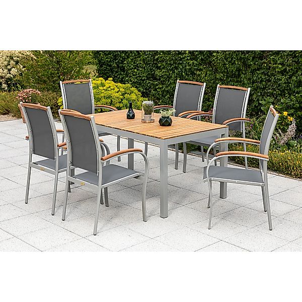 Merxx Siena Set 7-tlg. 6 Stapelsessel Gartentisch 150 x 90 cm günstig online kaufen