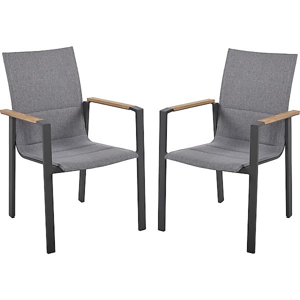 Garden Pleasure Stapelstuhl DAVINA Aluminium mit Armlehnen Anthrazit 2er Se günstig online kaufen