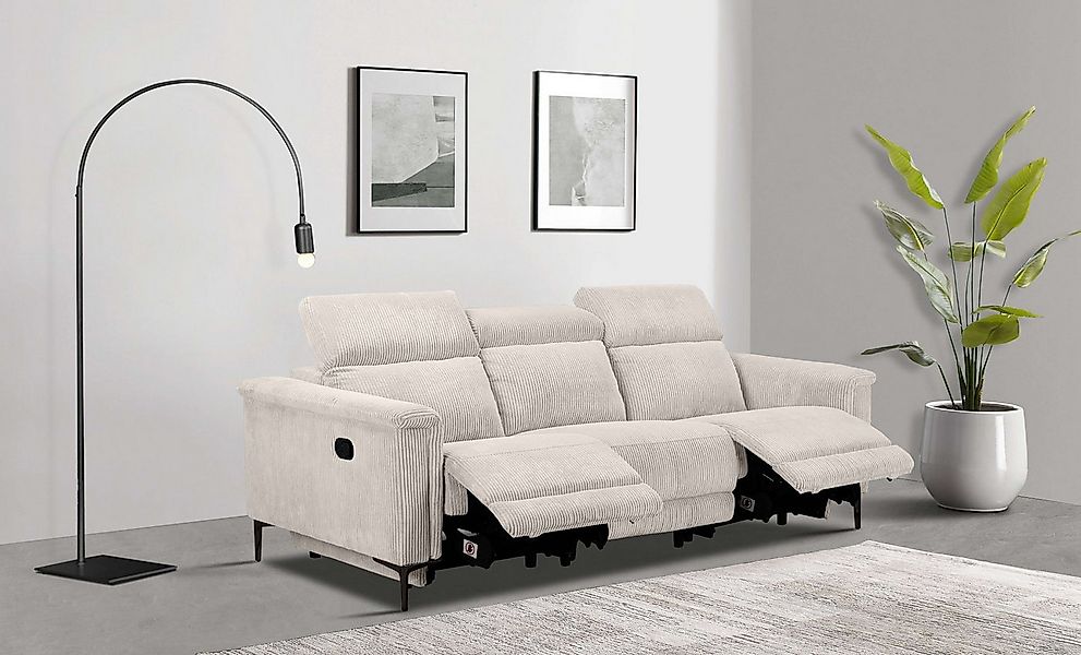 Places of Style 3-Sitzer "Lund Cord, mit manueller o. elektrischer Relaxfun günstig online kaufen