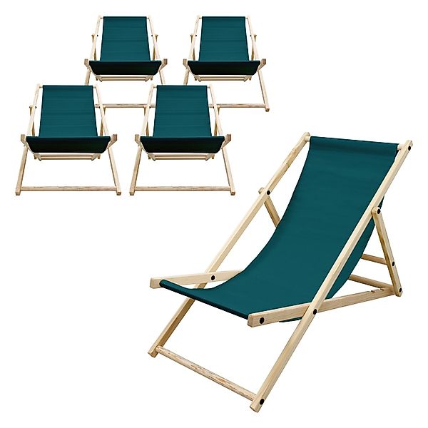 ECD Germany 5Er Set Liegestuhl Klappbar Dunkelgrün Holz 3 Positionen bis 12 günstig online kaufen