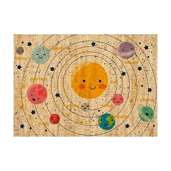 Kork Kinderteppich "Solar System" (Eckig, Natur) günstig online kaufen