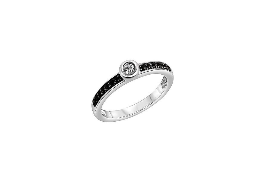 CELESTA Fingerring 925 Silber rhodiniert mit Zirkonia weiß und schwarz günstig online kaufen