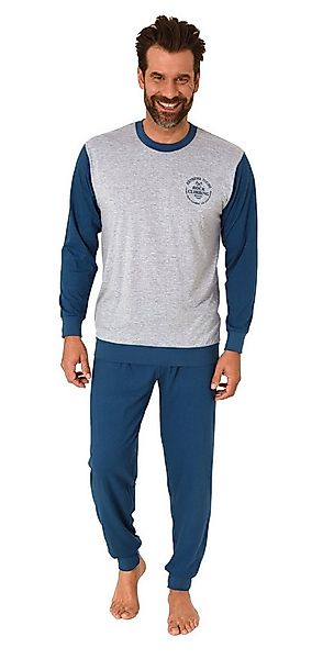 Normann Pyjama Normann Herren langarm Schlafanzug mit Bündchen in eleganter günstig online kaufen