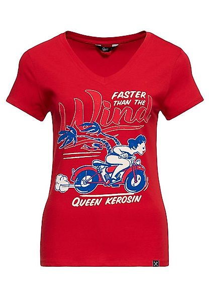 QueenKerosin Print-Shirt Faster Than The Wind (1-tlg) mit Vintage-Comic Pri günstig online kaufen