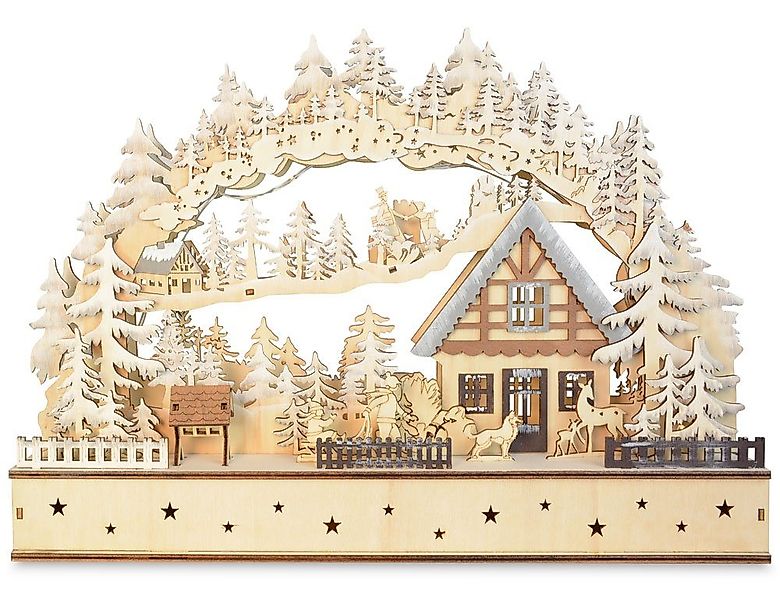 RIFFELMACHER & WEINBERGER LED Schwibbogen Winterkinder mit Landhaus 40 x 29 günstig online kaufen