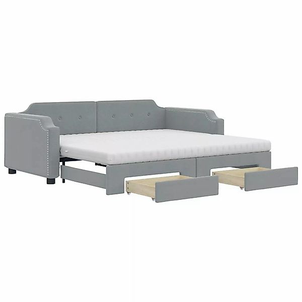 vidaXL Tagesbett Ausziehbar mit Schubladen Hellgrau 90x200 cm Stoff1883347 günstig online kaufen