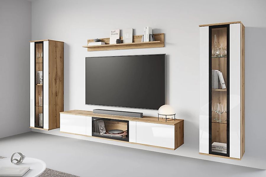 INOSIGN Wohnwand "Caro, stehend und hängend montierbar", (Komplett-Set, 4 S günstig online kaufen