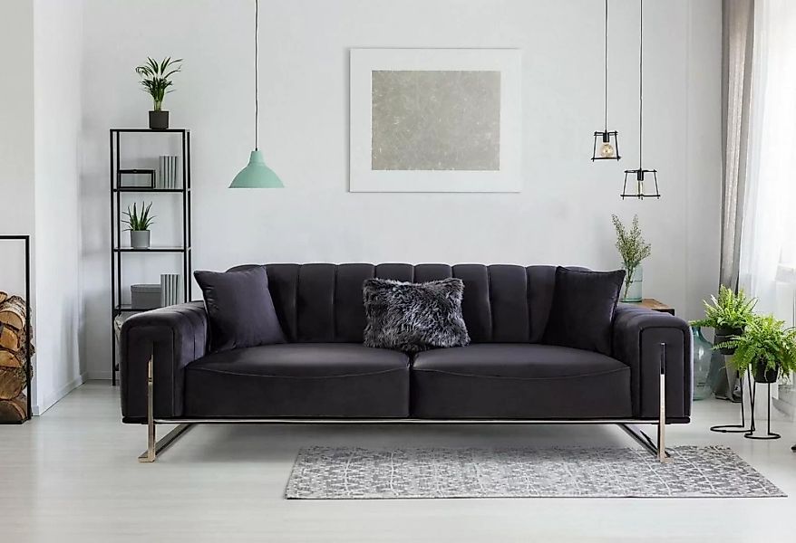 JVmoebel 3-Sitzer Designer Sofa 3 Sitzer Modern Möbel Schwarz 240cm Big xxl günstig online kaufen