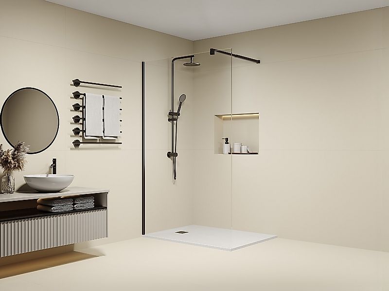 Duschtrennwand Seitenwand italienische Dusche - Anti-Kalk-Glas 8 mm - 120 x günstig online kaufen