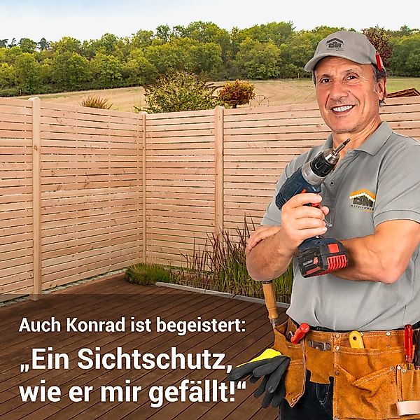 BM Massivholz Zaun "Kurt Set 6", 6 Zaunelemente 180 x 180cm, 7 Pfosten, Kop günstig online kaufen