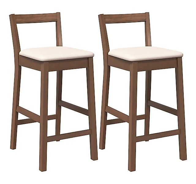 vidaXL Barhocker Barhocker mit Kissen 2 Stk. Braun Massivholz Gummibaum (1 günstig online kaufen