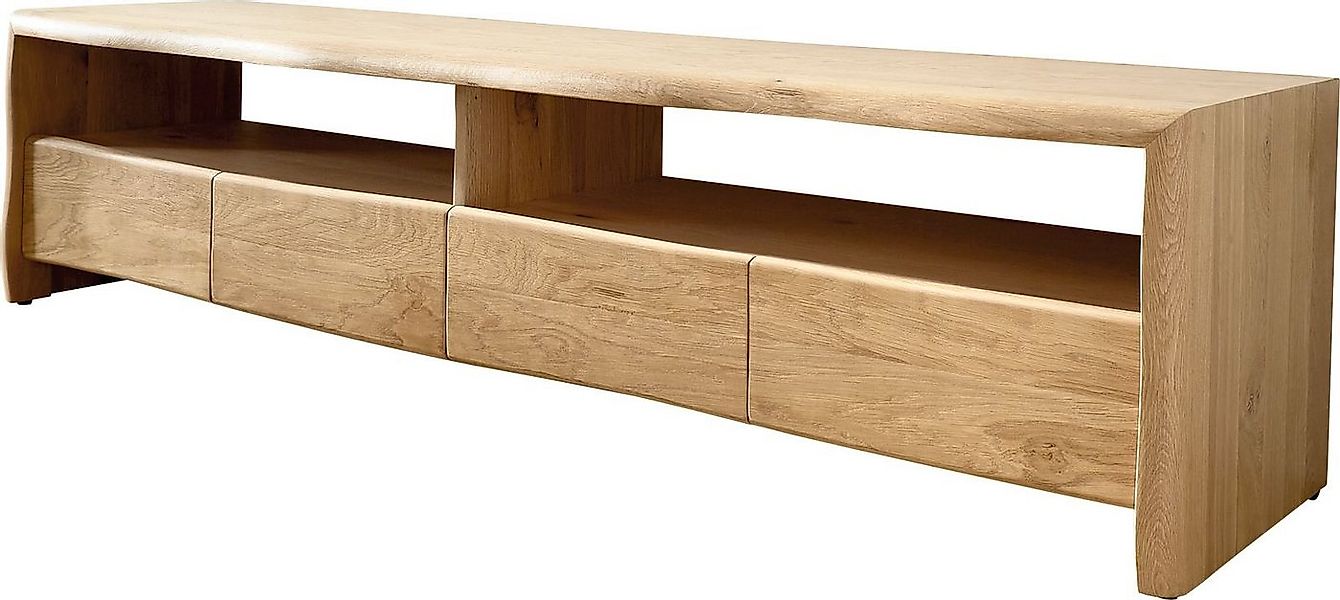 DELIFE Lowboard Live-Edge, Eiche Natur 190 cm 4 Schubkästen Baumkante Lowbo günstig online kaufen