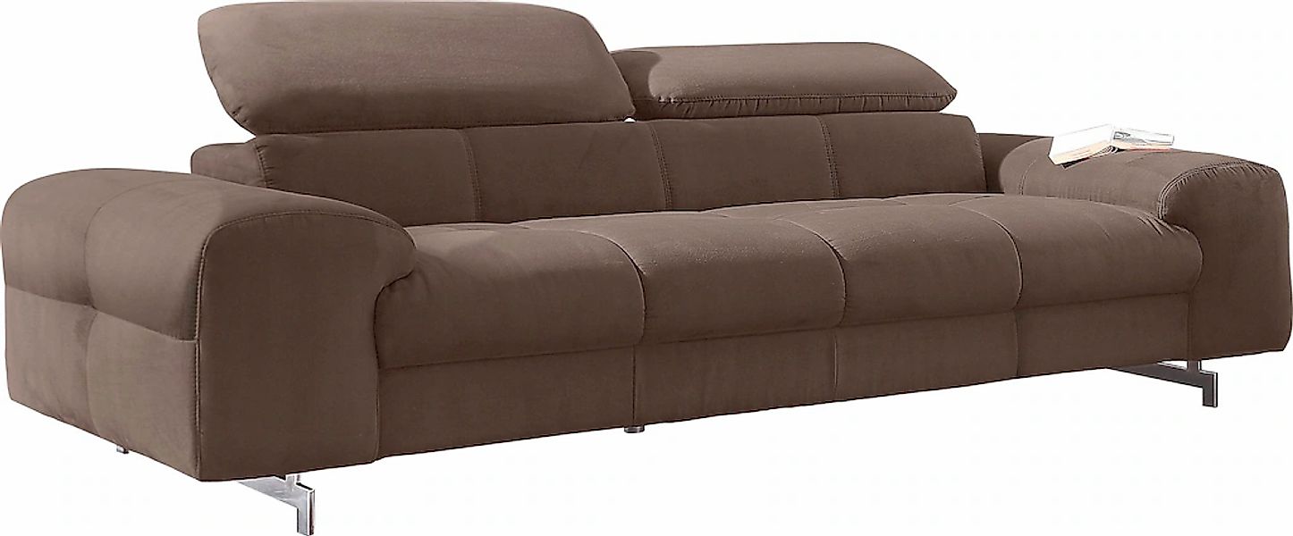 COTTA 3-Sitzer "Chef" Big-Sofa mit Kopfteilverstellung, edle Metallkufen günstig online kaufen