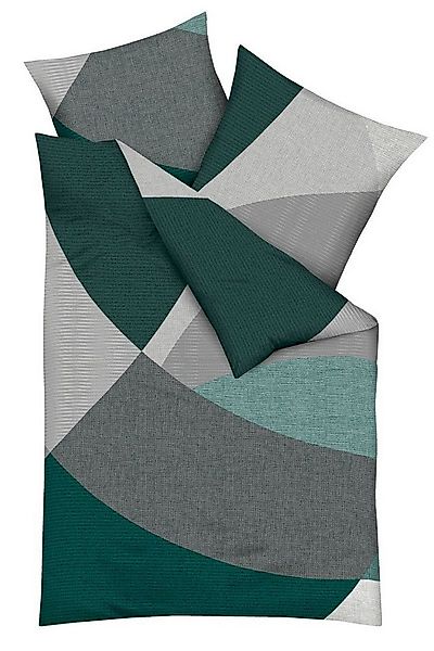 JACK Bettwäsche JACK by Kaeppel Vista Smaragd Grün Grau Abstrakt, Biber, 2 günstig online kaufen