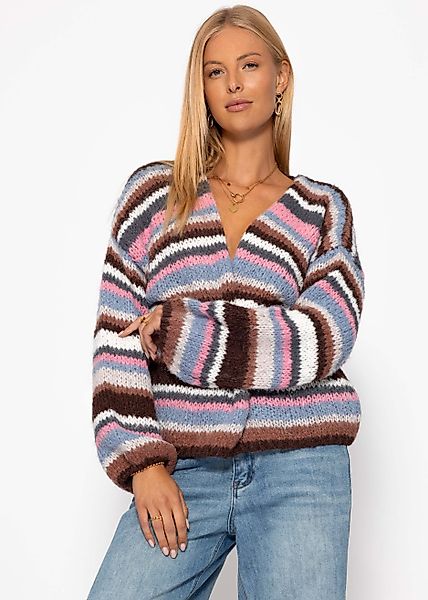 SASSYCLASSY Cardigan Gestreifte Strickjacke für Damen günstig online kaufen