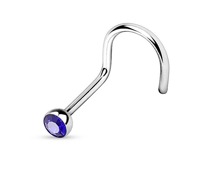 viva-adorno Nasenpiercing 1,0mm Nasenstecker gebogen Zirkonia Kristall Nase günstig online kaufen
