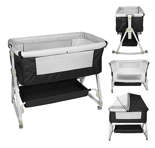 JEOBEST Beistellbett 3 in 1 Babybett & Babywiege & Reisebett, mit Rollen Ki günstig online kaufen