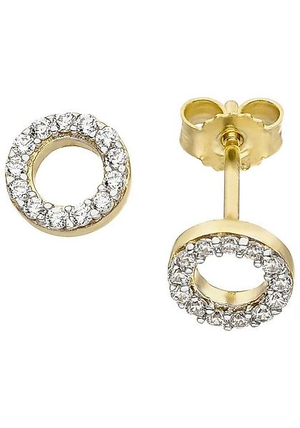 JOBO Paar Ohrstecker, rund 375 Gold bicolor mit 26 Zirkonia günstig online kaufen