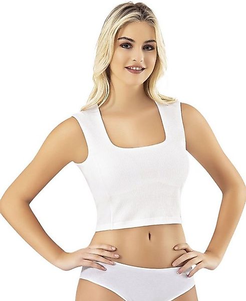 fashionshowcase Crop-Top Damen Ripp-Top aus Baumwolle mit Karree-Ausschnitt günstig online kaufen