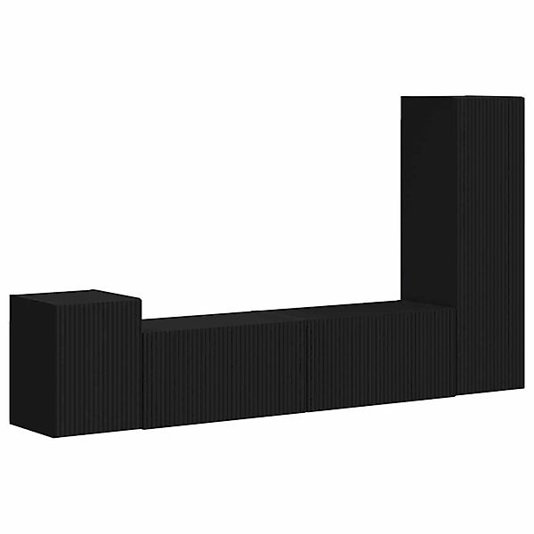 vidaXL TV-Schrankset Wandmontiert 4-Tlg Schwarz Holzwerkstoff 3408998 günstig online kaufen