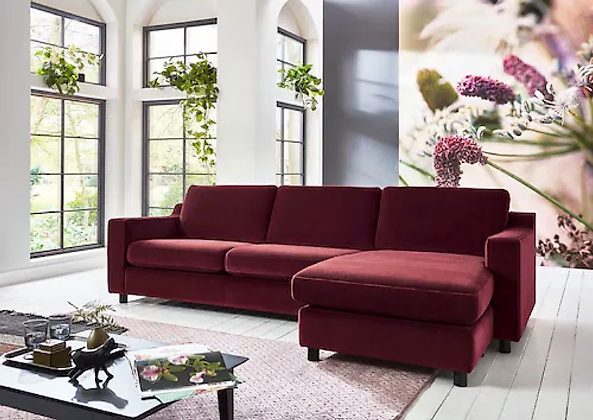 ATLANTIC home collection Ecksofa »Luka L-Form« pflegeleichter Samtvelours günstig online kaufen