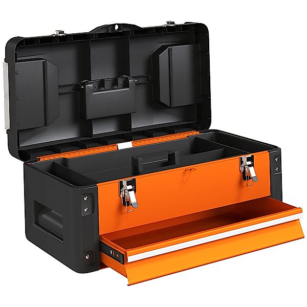 HOMCOM Werkzeugkiste leer, 49,7 x 25,3 x 23 cm Werkzeugkasten mit Schublade günstig online kaufen