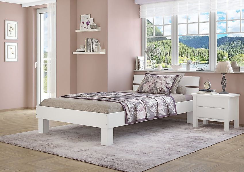 ERST-HOLZ Bett Einzelbett Buche-Bettgestell Weiß Massiv günstig online kaufen