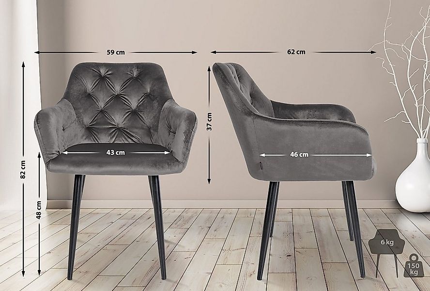 CLP Esszimmerstuhl Stanley, gesteppte Polsterung, Metallgestell günstig online kaufen