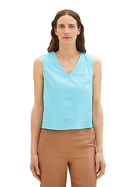 TOM TAILOR Shirttop Ärmellose Bluse V-Ausschnitt Top aus Leinen BLUSENTOP l günstig online kaufen