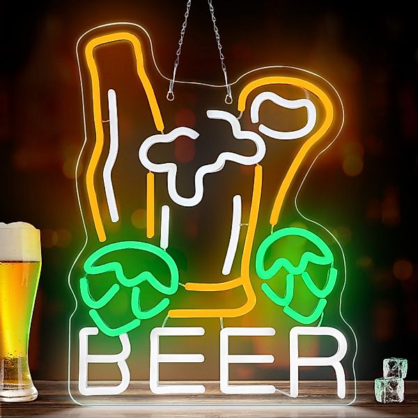 Laybasic Nachtlicht Beer Neon Schilder, 6 Helligkeit Einstellen, USB Batter günstig online kaufen