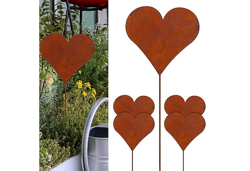 CEPEWA Gartenstecker Gartenstecker 6er Set Herz Rost-Design Garten (6-St) günstig online kaufen