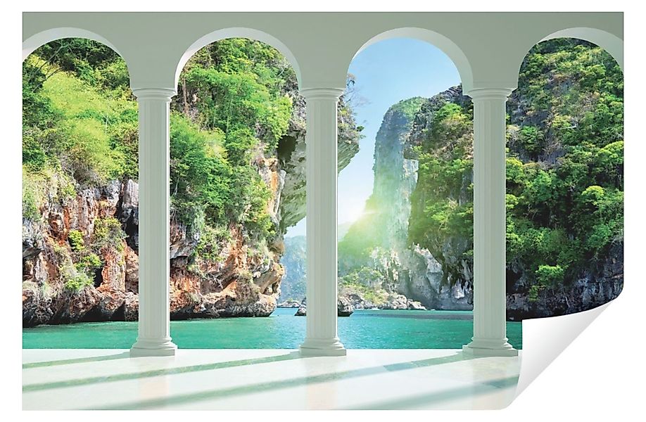 Wallarena Fototapete 3D EFFEKT Terrasse Wasserfall günstig online kaufen