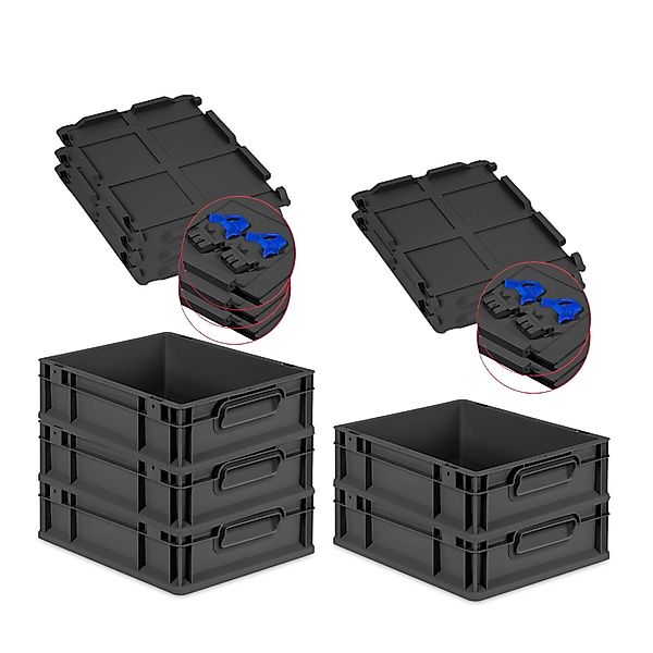 PROREGAL SuperSparSet 5x Eurobox Nextgen Grip Mit Scharnierdeckel Und Blaue günstig online kaufen