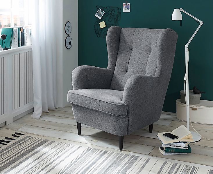 ED EXCITING DESIGN Ohrensessel "Oskar", mit Massivholzfüßen günstig online kaufen
