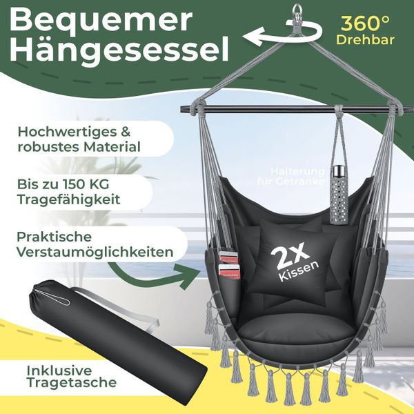 KESSER Hängesessel, Hängestuhl mit Kissen, Getränkehalter günstig online kaufen