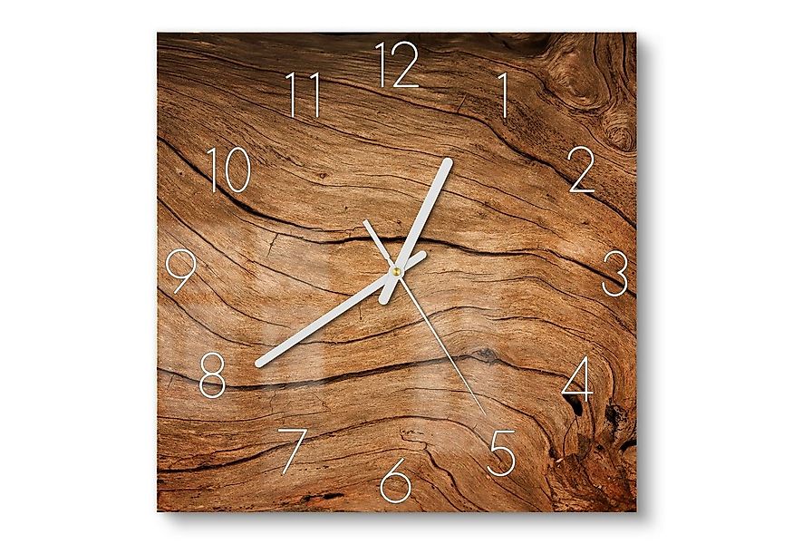 DEQORI Wanduhr 'Detaillierte Holzmaserung' (Glas Glasuhr modern Wand Uhr De günstig online kaufen