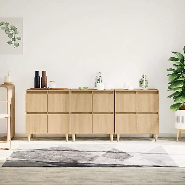 Vidaxl Sideboards 3 Stk. Sonoma-eiche 60x35x70 Cm Holzwerkstoff günstig online kaufen