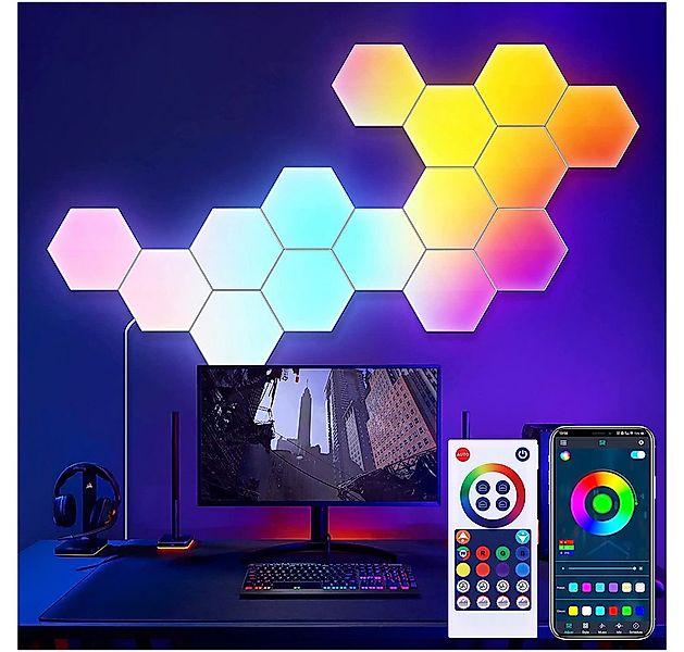 Jibenhome LED Dekolicht Hexagon LED Panel, Sechseck Light, Musik Sync, Smar günstig online kaufen