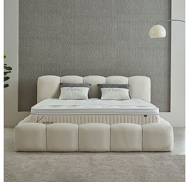 abc bedding Boxspringbett Komfortbett KAONA im stilvollen beige bouclé Stof günstig online kaufen