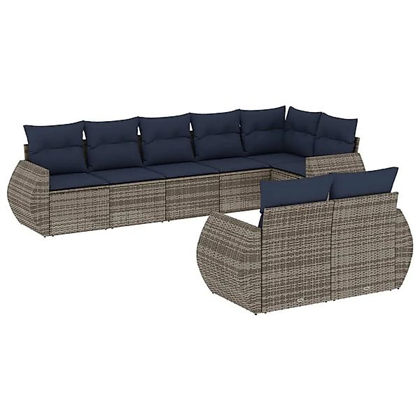 vidaXL 8-Tlg Gartensofa-Set mit Kissen Grau Polyrattan 3221620 günstig online kaufen
