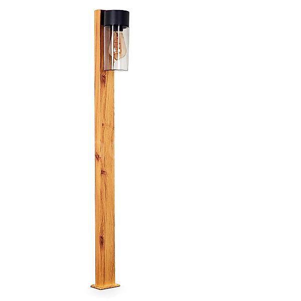 hofstein Pollerleuchte Sockelleuchte aus Holz/Metall/Glas in günstig online kaufen